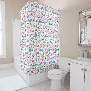 Cute Girly Rainbows Hearts Pink Whimsical Pattern Shower Curtain