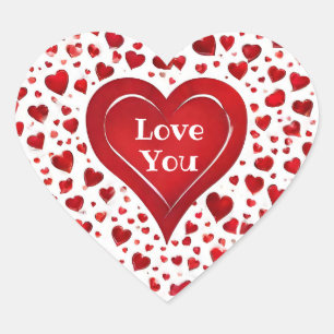 Cute Girly Red And White Love Heart Sticker