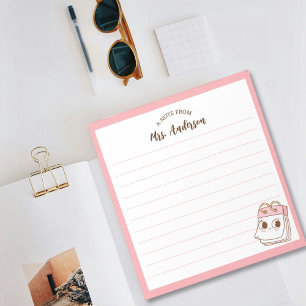 Cute Girly Retro Back To School Pink Notepad