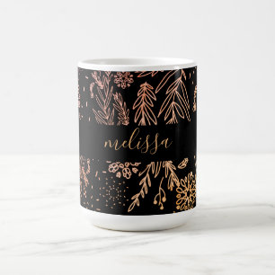 Cute Girly Rose Gold Floral signature Coffee Mug
