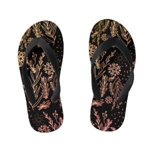 Cute Girly Rose Gold Floral signature Kid's Thongs