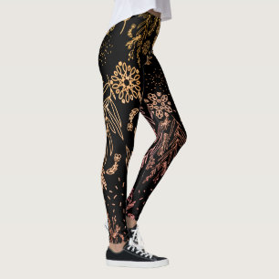 Cute Girly Rose Gold Floral signature Leggings