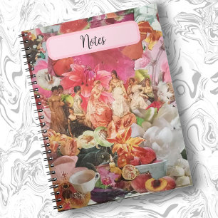 Cute Girly Spiral Notebook, Pink Ladies Floral Notebook