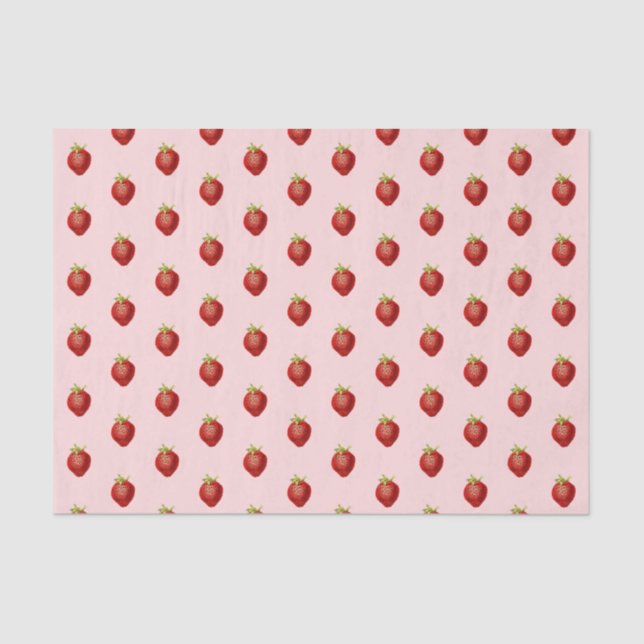 Cute Girly Strawberry Soft Pink  Tissue Paper (Front)
