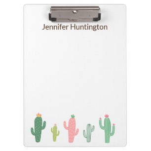Cute Girly Succulent Cactus Personalised Clipboard