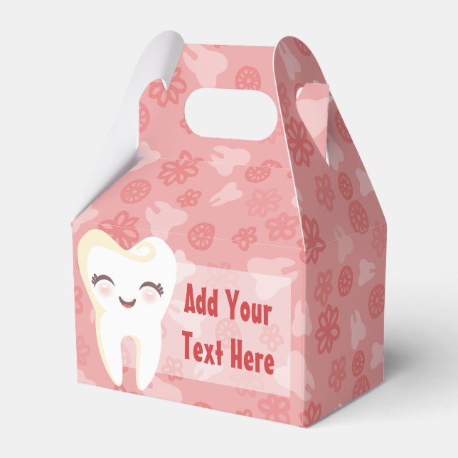 Cute Girly Tooth on Pink - Custom Party Favour Box (Front Side)