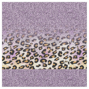 Cute girly trendy purple faux glitter leopard fabric