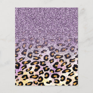 Cute girly trendy purple faux glitter leopard flyer