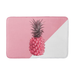 Cute girly tropical pink and white pineapple bath mat