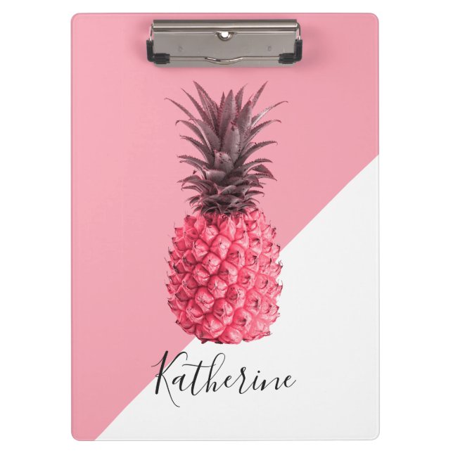 Cute girly tropical pink and white pineapple clipboard (Front)