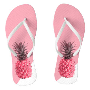 Cute girly tropical pink and white pineapple thongs