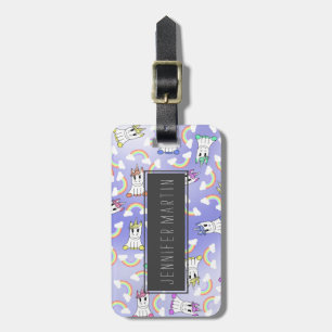 Cute Girly Unicorns and Colourful Rainbows Pattern Luggage Tag