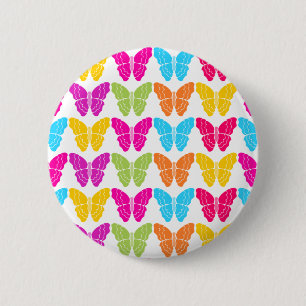 Cute Girly Vibrant Rainbow Butterfly Pattern  6 Cm Round Badge