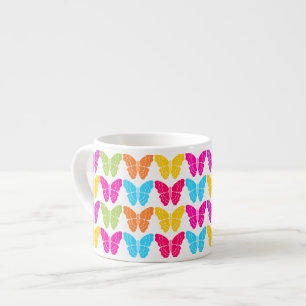Cute Girly Vibrant Rainbow Butterfly Pattern  Espresso Cup