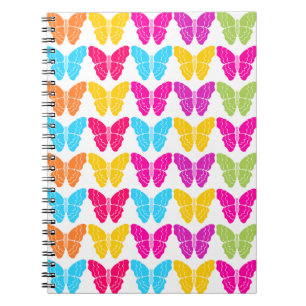 Cute Girly Vibrant Rainbow Butterfly Pattern Notebook