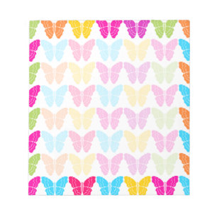 Cute Girly Vibrant Rainbow Butterfly Pattern Notepad