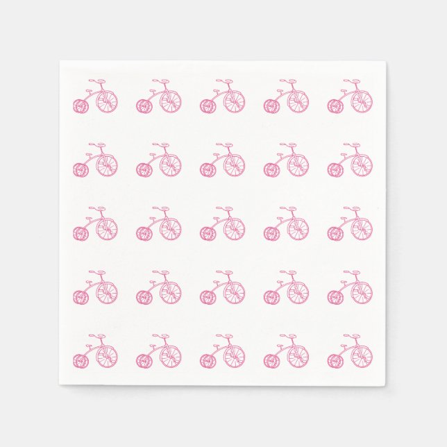 Cute Girly Vintage Pink Tricycle Napkin (Front)