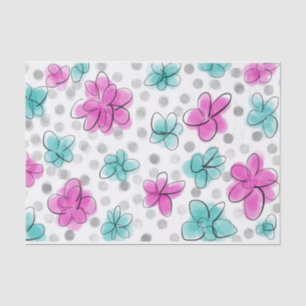 Cute Girly Watercolor Floral Pattern Tissue Paper