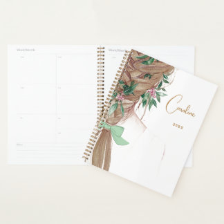 Cute Girly Watercolor Illustration Planner