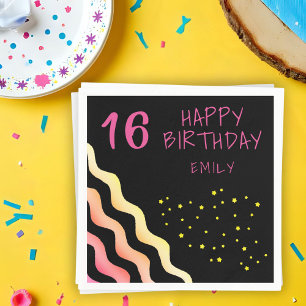 Cute Girly Wave Star Pattern Birthday Party Napkin