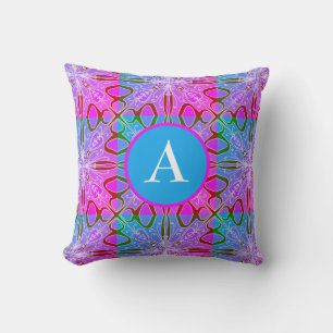 Cute Girly Whimsical Folk Art Pink Purple Blue Cushion