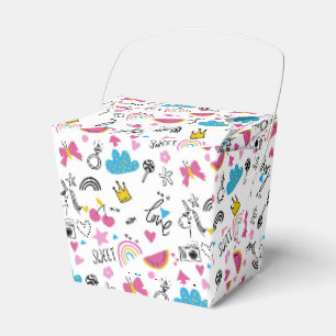 Cute Girly Whimsical Rainbow Colourful Illustrated Favour Box