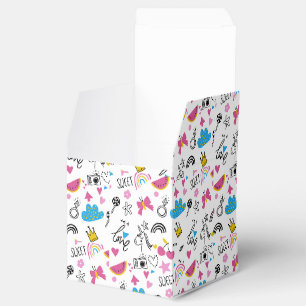 Cute Girly Whimsical Rainbow Colourful Illustrated Favour Box