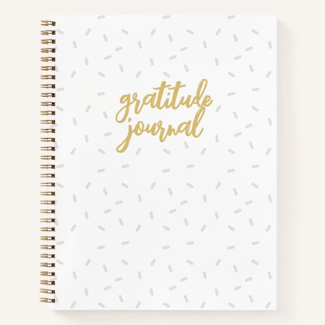 Cute Girly White Confetti Modern Gratitude Journal (Front)