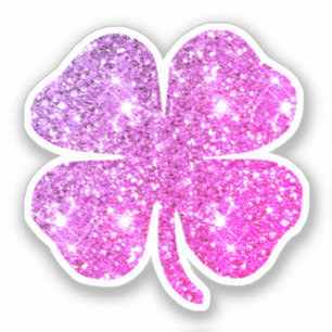Cute Glam Girly Hot Pink Glitter Lucky Clover