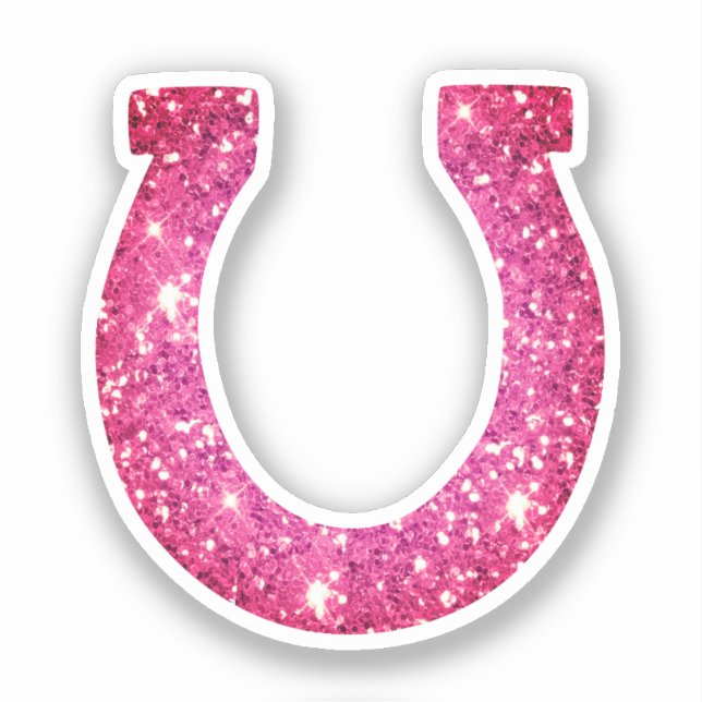 Cute Glam Girly Pink Glitter Horseshoe (Front)