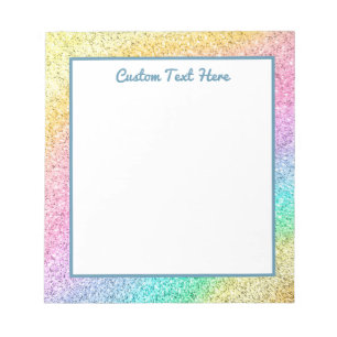 Cute Glam Rainbow Glitter Personalised Notepad