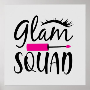 cute glam squad makeup Artist word art Poster