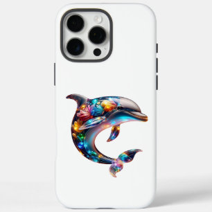 Cute Glassy Dolphin Art iPhone 16 Pro Max Case