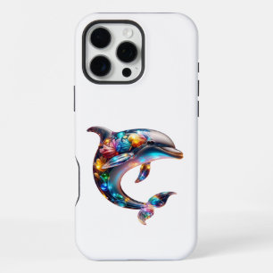 Cute Glassy Dolphin Art iPhone 16 Pro Max Case
