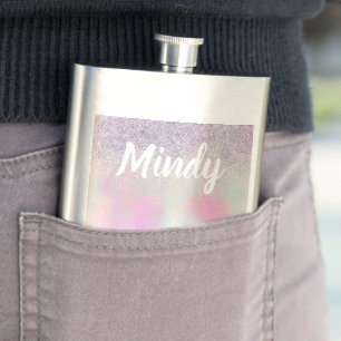 Cute Glitter and Sparkles Faux Hologram   Flask