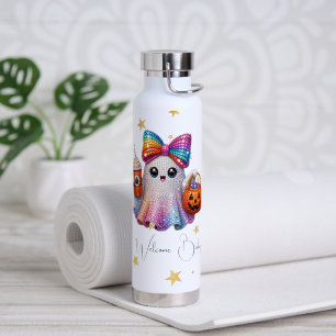 Cute Glitter Bow Ghost Halloween Coffee Mug Water Bottle