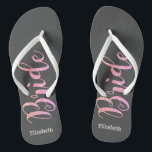 Cute Glitter Bride, Grey  -Personalised Thongs<br><div class="desc">Cute  bride on grey  background  with your name. Select the costume button to change the fonts style, colour and size.Any girl would love to have this elegant and stylish design .</div>