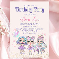Cute Glitter Dolls Girl's Birthday Party