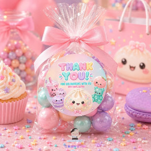 Cute Glitter Dumpling Bao Squishy Party Birthday Classic Round Sticker