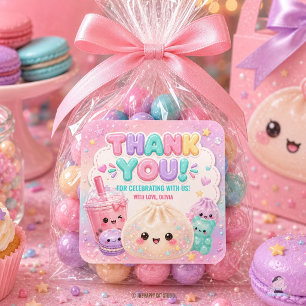 Cute Glitter Dumpling Bao Squishy Party Birthday Square Sticker