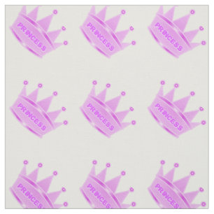 Cute Glitter Hot Pink Baby Crown Princess Fabric