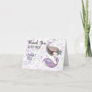*~* Cute Glitter Mermaid  Baby Shower Thank You Card