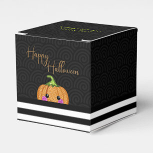 Cute Glitter Orange Happy Halloween Party Favour Box