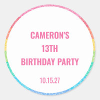 Cute Glitter Rainbow Colourful Custom Birthday