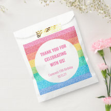 Cute Glitter Rainbow Custom Birthday Thank You