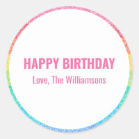 Cute Glitter Rainbow Custom Happy Birthday From