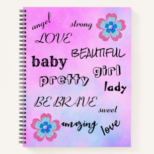 Cute glitter rainbow girl  notebook