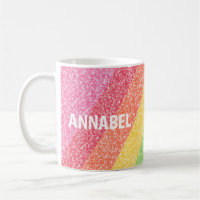 Cute Glitter Rainbow Stripes Colourful Custom Name