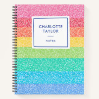 Cute Glitter Rainbow Stripes Colourful Name Writin
