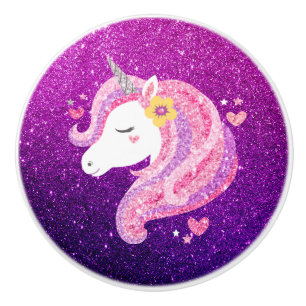 Cute Glitter Unicorn Ceramic Knob
